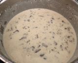 A picture of step 6 of Chicken breast stuffed with mushrooms poured mushroom sauce.