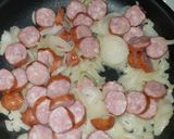 Une image de l'étape 3 de Pommes de terres au chèvre et à la Saucisse de Montbeliard.