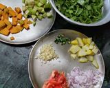 A picture of step 1 of Palak, Veggies Dry Curry.