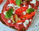 A picture of step 18 of Beetroot Hummus Breakfast Toast.