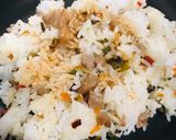 A picture of step 4 of Omrice or fried rice.