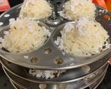 A picture of step 7 of Suji Idiyappam with coconut chutney.
