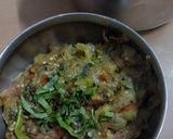 A picture of step 2 of Brinjal Bharta.