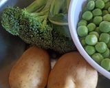 A picture of step 1 of Broccoli Potato Matar ki Sabji.