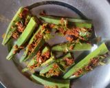A picture of step 2 of Bharva Bhindi.