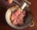 A picture of step 1 of Chicken Satay with rice.