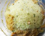 A picture of step 2 of Semolina Avocado cake  veg burger with dal tikki  and stick.