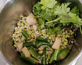A picture of step 1 of Pesarattu with Coconut Peanut Chutney.