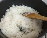 A picture of step 10 of Burmese samosa curry with saffron rice.