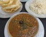 A picture of step 5 of Daal sagah(bathua ka saag with Chana daal).