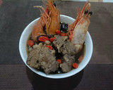藥燉鮮蝦排骨湯(簡單料理)的食譜步驟6照片