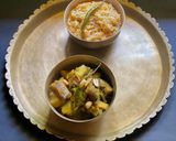 A picture of step 6 of Niramish Panch Misali Sabji with Khichudi in West Bengal style for dinner.