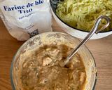 Une image de l'étape 5 de Gaufres salées de courgettes à la farine complète Omie, au chèvre et aux lardons fumés.