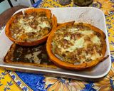 Une image de l'étape 18 de Potimarron farci bœuf tomate coriandre et emmental.