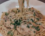 صورة لخطوة 7 من وصفة ‏Chicken pecatta pasta 🍝مكرونة بالدجاج مع صلصة الزبدة والليمون