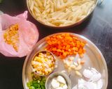 A picture of step 1 of Cheesey Creamy White sauce pasta.