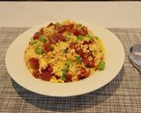 A picture of step 5 of Fried Rice with Chinese Sausage and Vegetables.