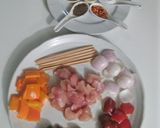 A picture of step 1 of Chicken Shaslik stick.