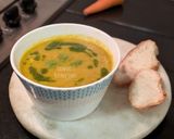 A picture of step 11 of Dill and carrot soup with fennel oil dressing.