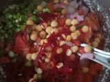 वेजीज हांडवो विथ मटर कटोरी चाट