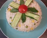 A picture of step 7 of Matar and corns pulao.