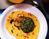 A picture of step 5 of Shalgam saag with makki di roti.
