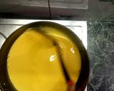 A picture of step 3 of Shahi mango khandvi with Mango rabari.