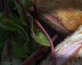 A picture of step 3 of Croque Monsieur with a simple side salad. And a croque madame for the ladies.