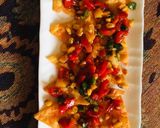 A picture of step 3 of Veg Nachos with cheesy Dip.