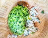 A picture of step 5 of Greek Zucchini Fritters "Kolokythokeftedes" 🇬🇷 💛❤️💛❤️💛❤️💛❤️💛.