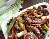Foto langkah ke 5 dari resep Mangkuk Nasi Sapi Teriyaki danTelur Ceplok Rebus #MenuSehatAnak.