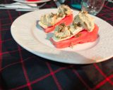 Foto del paso 5 de la receta: Canape de Sandía, Queso Brie, Hummus y Pipas