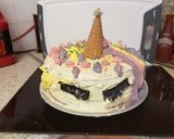 A picture of step 3 of My Granddaughter and me made a Unicorn Cake 😉.
