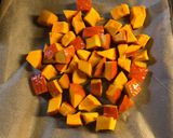 A picture of step 1 of Miso-sesame squash with cavolo nero - vegan.