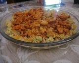Foto del paso 2 de la receta Timbal de base de revuelto de calabacín con gambas y pulpo al pilpil