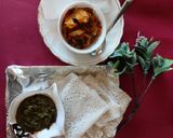 A picture of step 3 of Neer dosa and potatoes with coconut chutney.