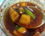 A picture of step 5 of Raw Mango green chili aachar.