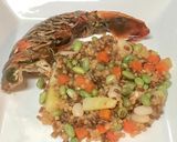 A picture of step 1 of Grilled seafood with a tropical blend of high protein veggies.