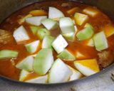 A picture of step 3 of Lauki gosht.