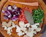 A picture of step 1 of Veg Pulao with seasonal winter Vegetables.