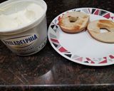 A picture of step 1 of Bagel with cream cheese.