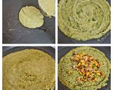 A picture of step 3 of Moong chilla with stuffing.