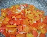 A picture of step 1 of Fusilli with Bell Pepper, Ricotta, and Sausage Cream.
