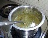 A picture of step 3 of Colacasia & green sorrel curry (alu chi bhaji).