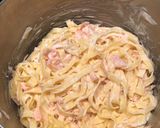 A picture of step 2 of 6 minute Salmon Broccoli pasta.