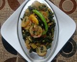 A picture of step 6 of Mooli ki bhaji.