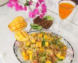 A picture of step 8 of Mango chickpeas rice with frozen seekh kabab /Summer recipe.