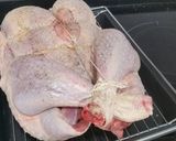 A picture of step 12 of Roast turkey with sweet chestnut, cranberry and port stuffing.