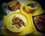ক্রিমি গার্লিক স্যুপ উইথ ক্রিস্পি ক্রুটনস(Creamy garlic soup crispy croutons recipe in Bengali) রেসিপির ধাপ 6 ছবি