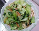 青江菜炒豆包的食譜步驟2照片